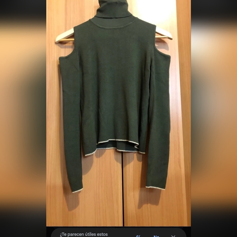 Zara Off-Shoulder Dark Green Sweater